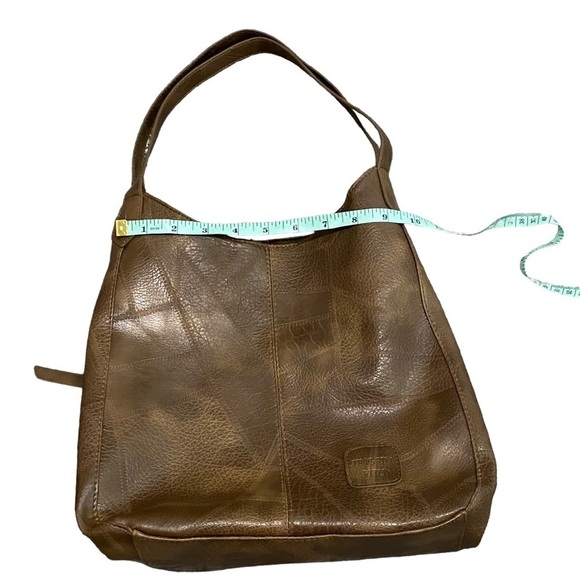 JINGPIN - MULTI TONE BROWN FAUX LEATHER BOHO STYLE - SHOULDER BAG / PURSE - S2 - Picture 6 of 14